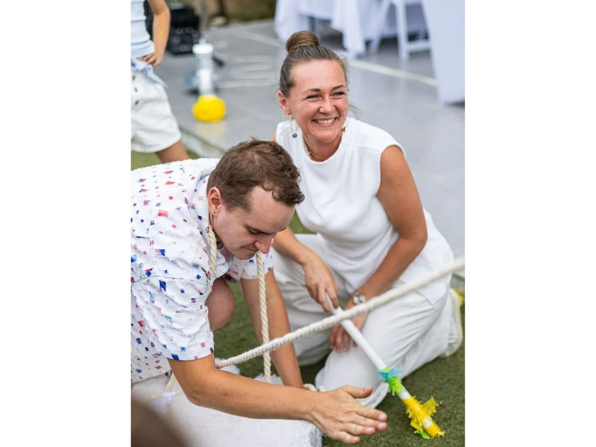 Adults are playing a game