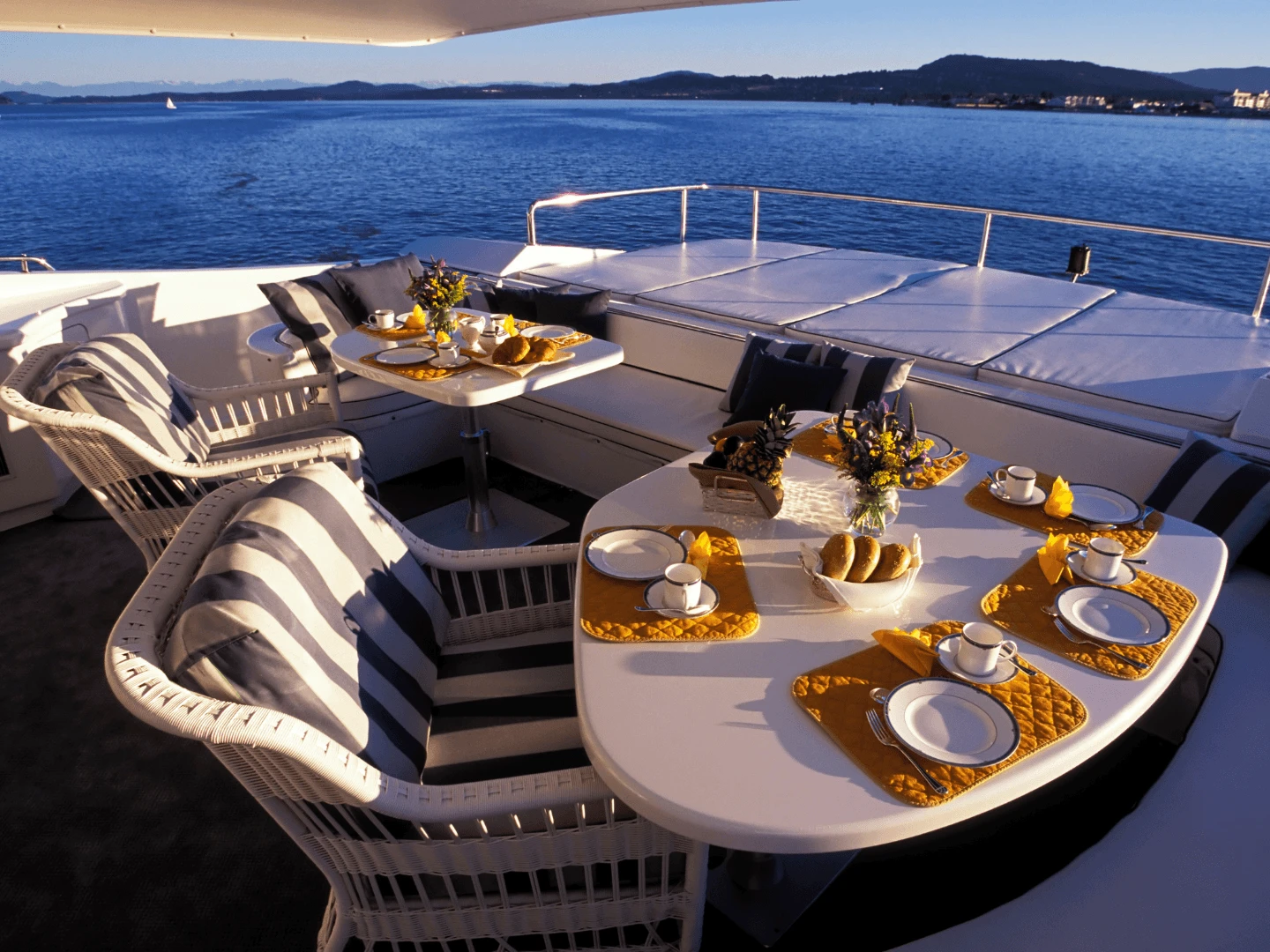 Executive corporate gathering on a motor yacht in Cyprus, a contained premium setting for a senior team reward event.