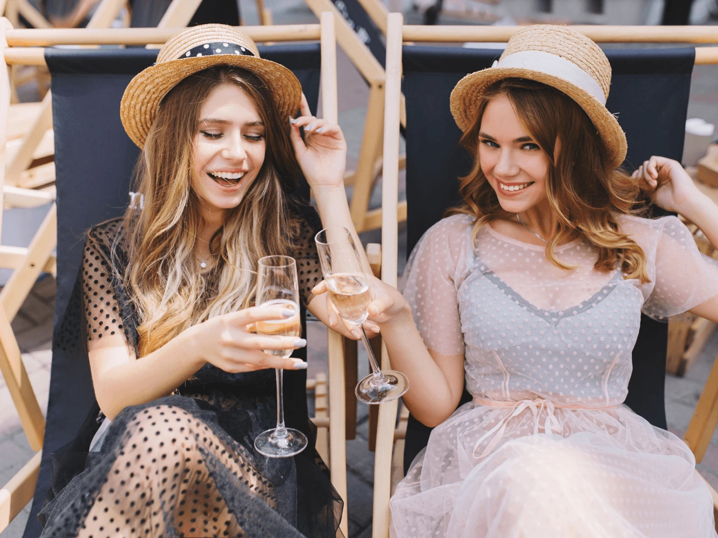 Hen party at a Limassol beach club — loungers by the sea, a pool, and a photogenic setting.